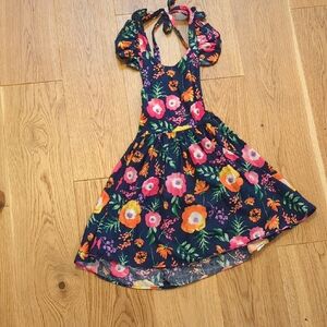 Floral Kids Dress with Pink and Orange Accents